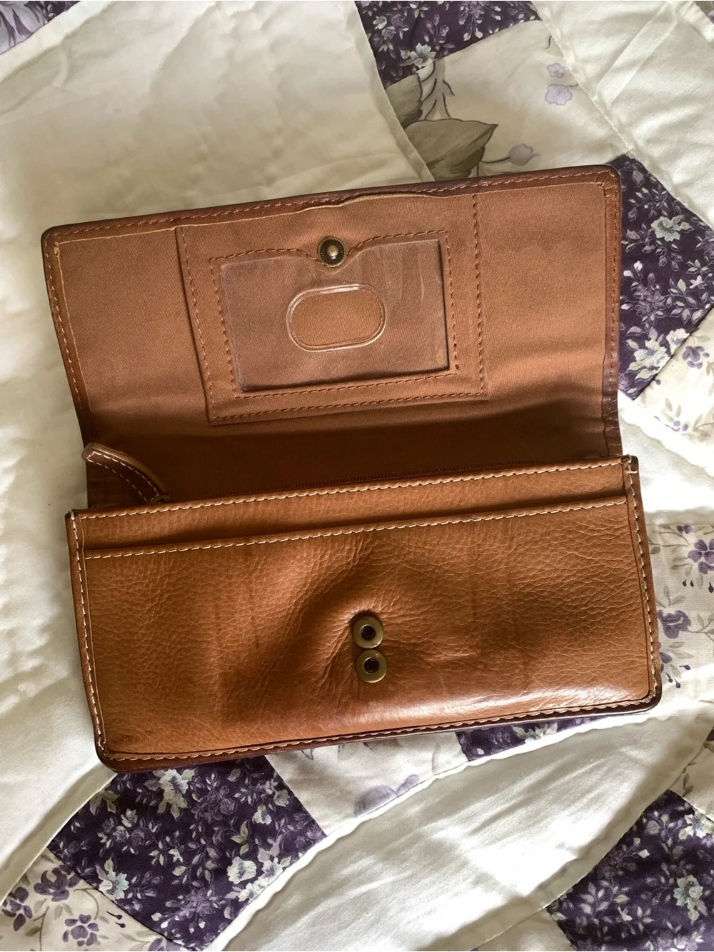 Brown Leather University of FL Patchwork Women's Wallet with Team Logos